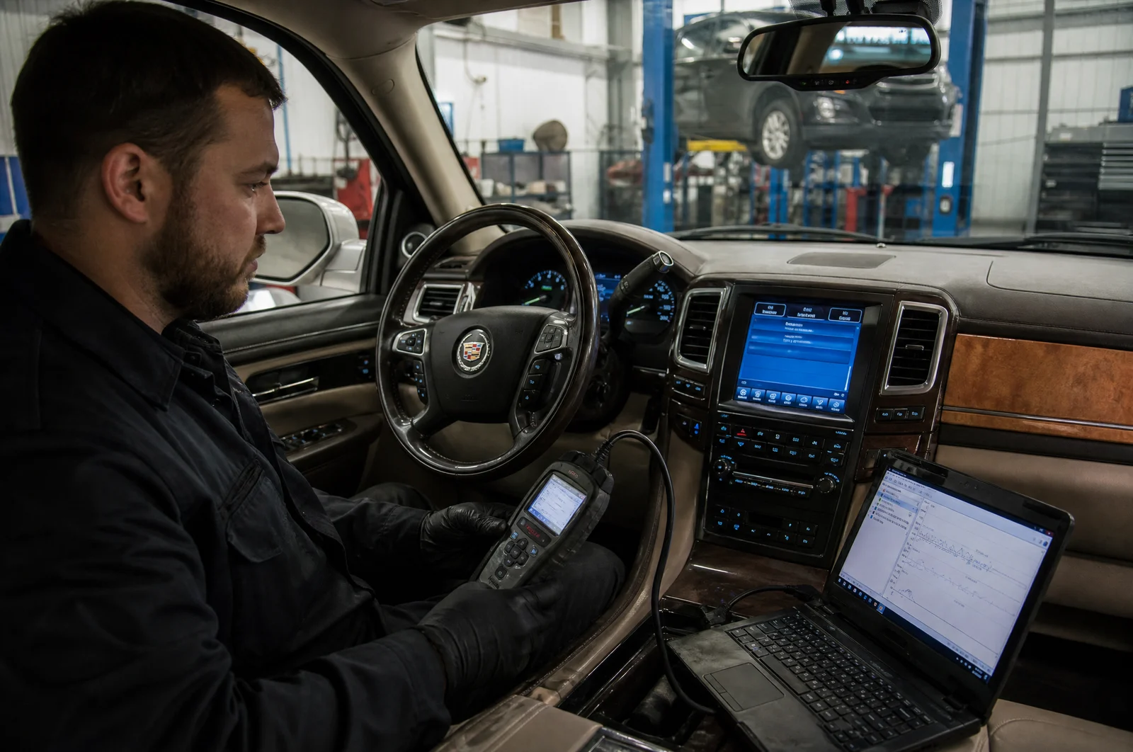 Диагностика электрики Cadillac Escalade: OBD-сканер и живые параметры на приёмке