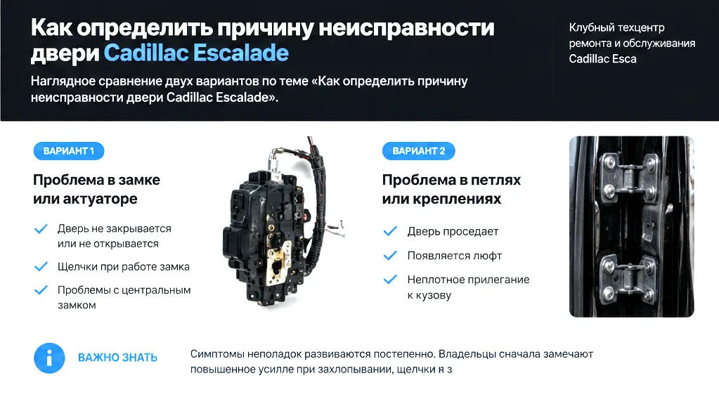 Диагностика и ремонт механизма замка двери Cadillac Escalade