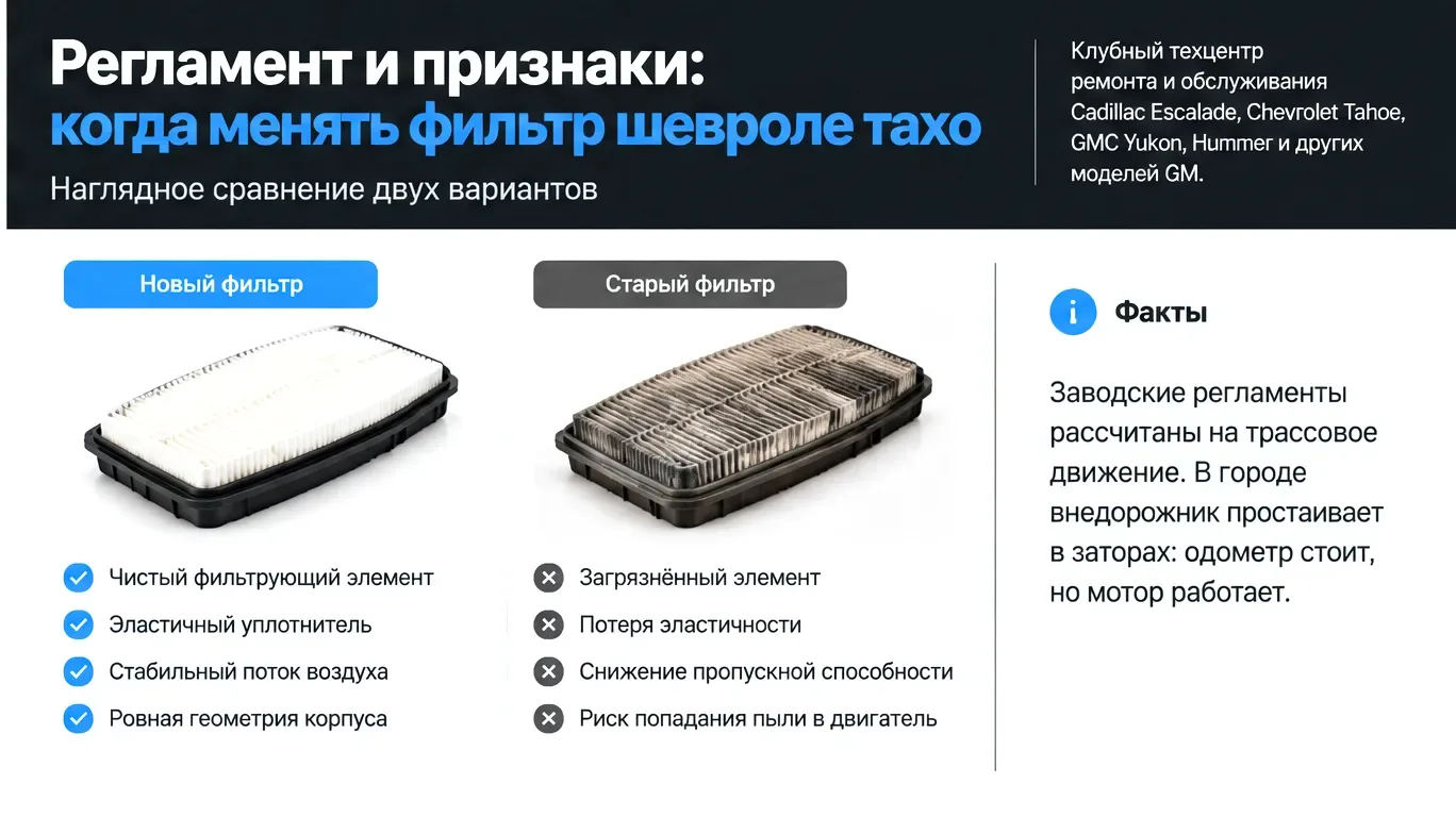 Регламент проверки и замены фильтров Chevrolet Tahoe в техцентре LUCKY