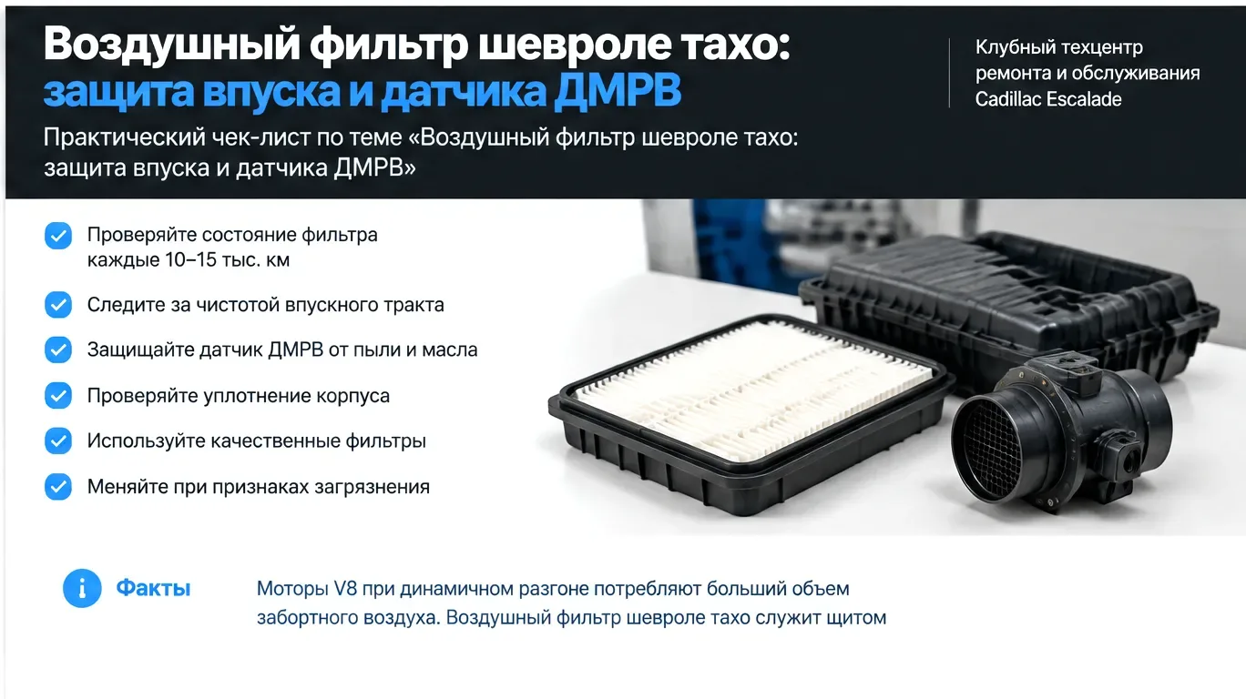 Воздушный фильтр и проверка корпуса впуска Chevrolet Tahoe на герметичность